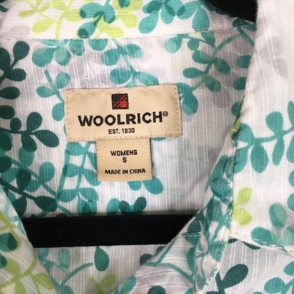 Woolrich blouse roll up sleeves green leaves - Picture 2 of 8